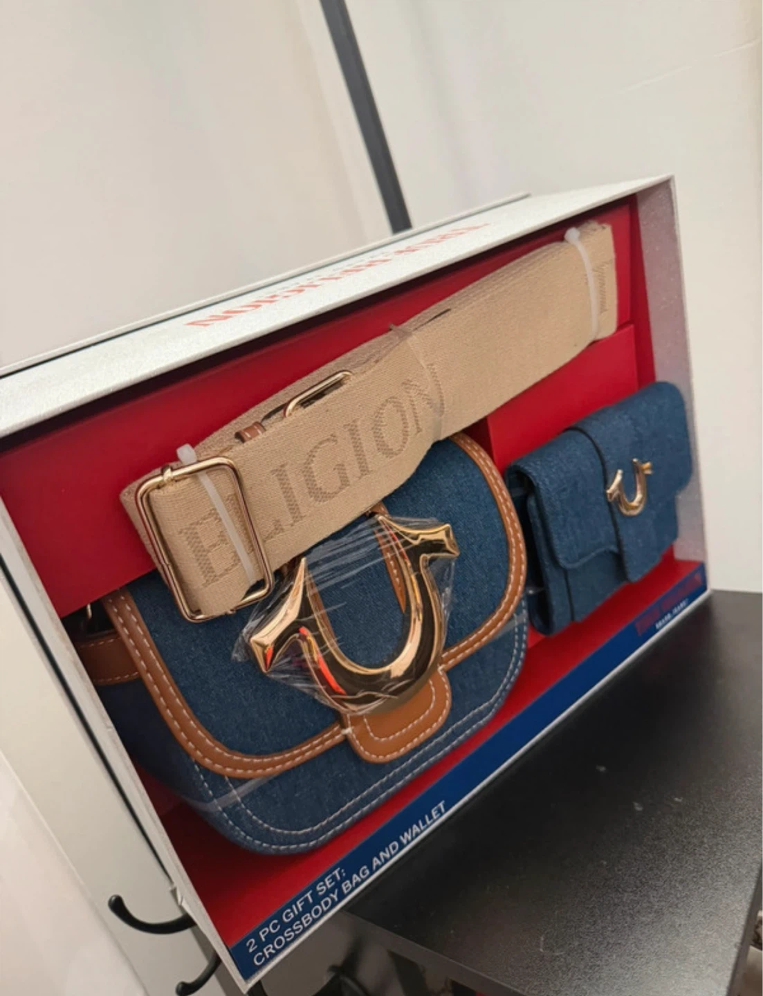 True Religion 2 PC Gift Set Crossbody Bag and Wallet