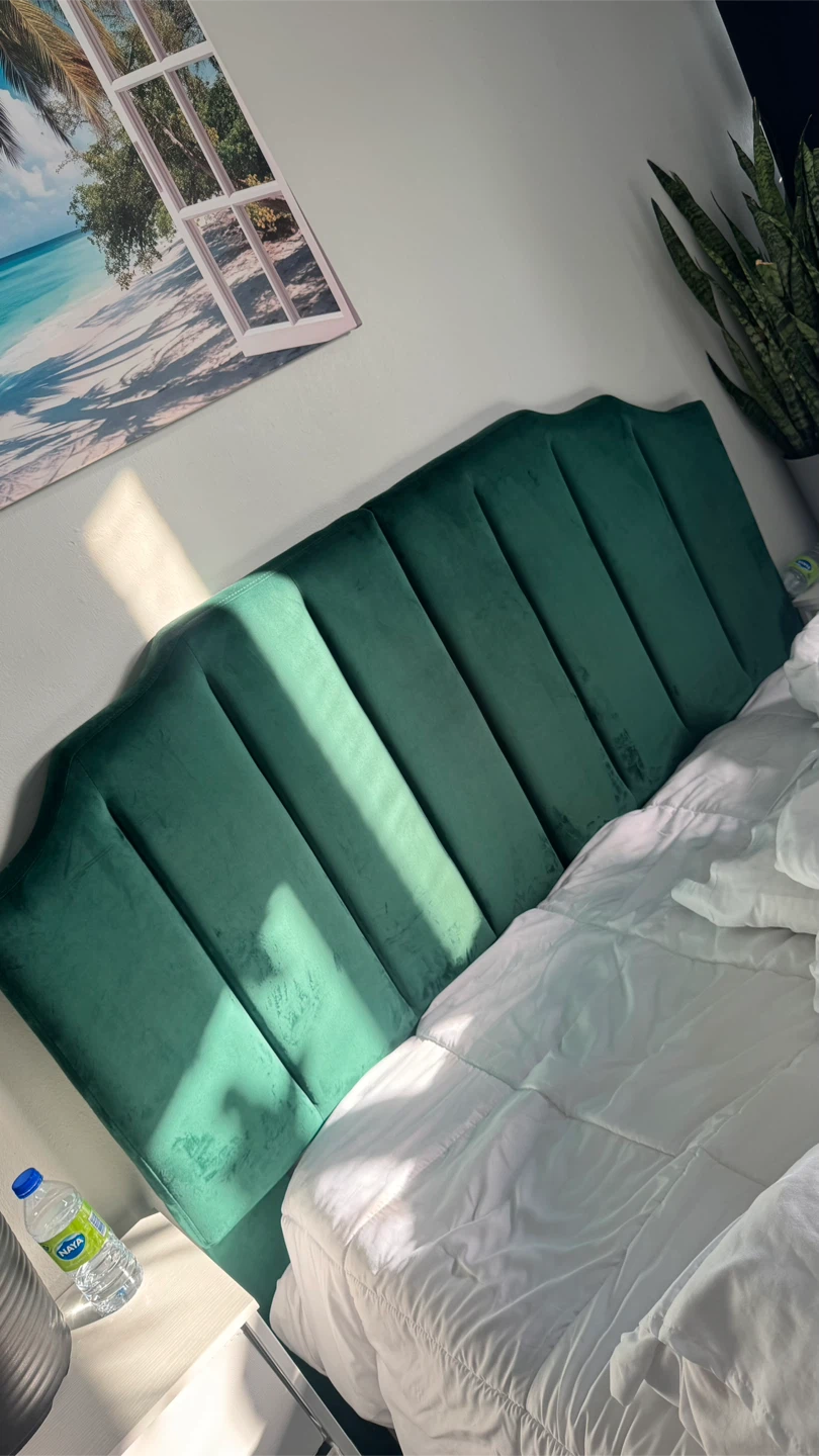 Jade Green Velvet Tufted Headboard