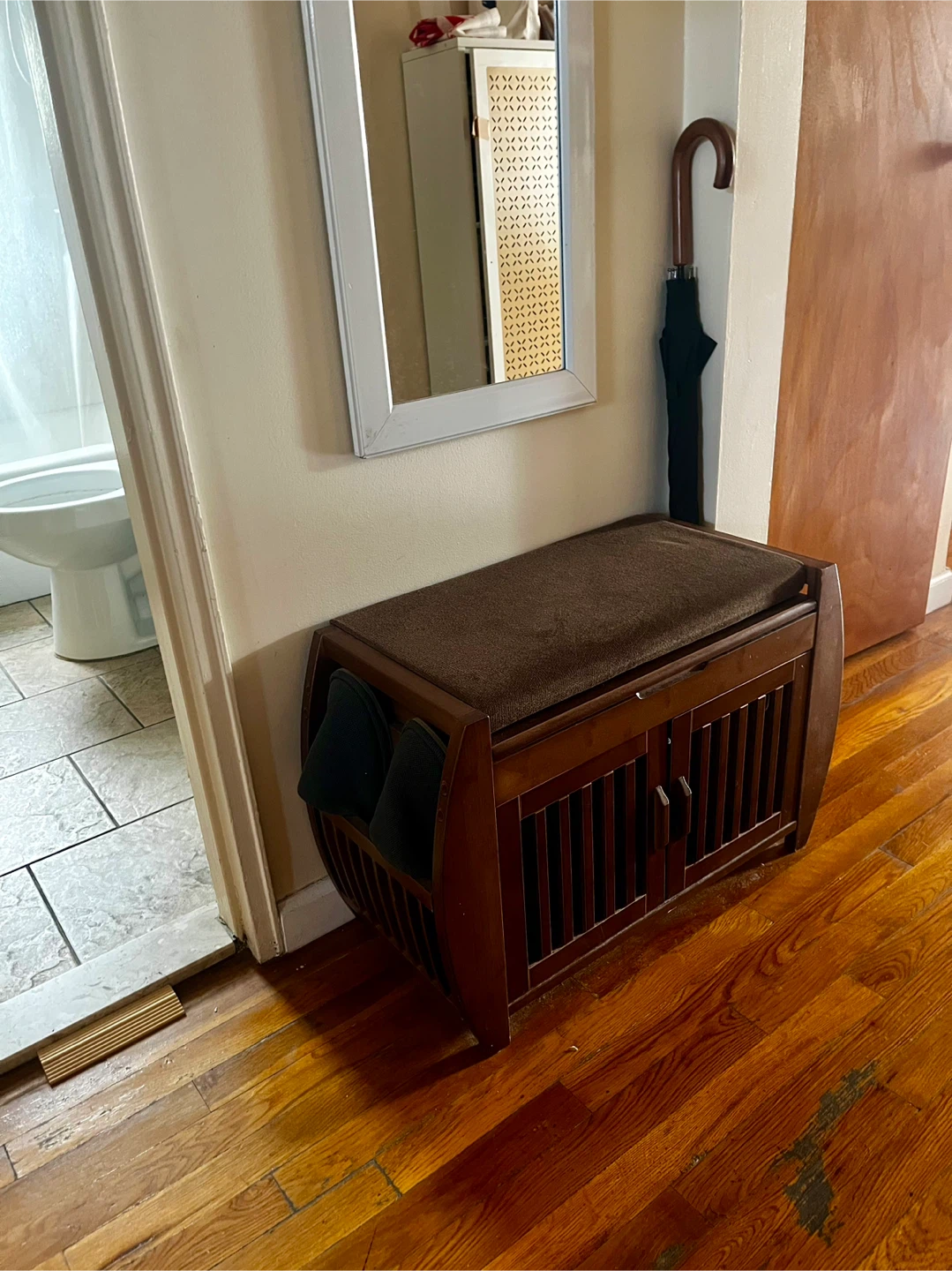 Wooden Entryway Storage Bench with Shoe Storage - photo 2