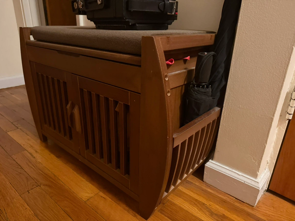 Wooden Entryway Storage Bench with Shoe Storage - photo 4