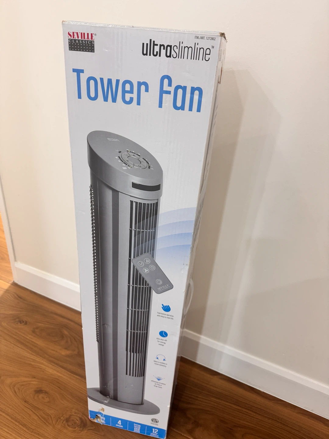 Seville Classics "Ultra Slimline" Tower Fan with Remote