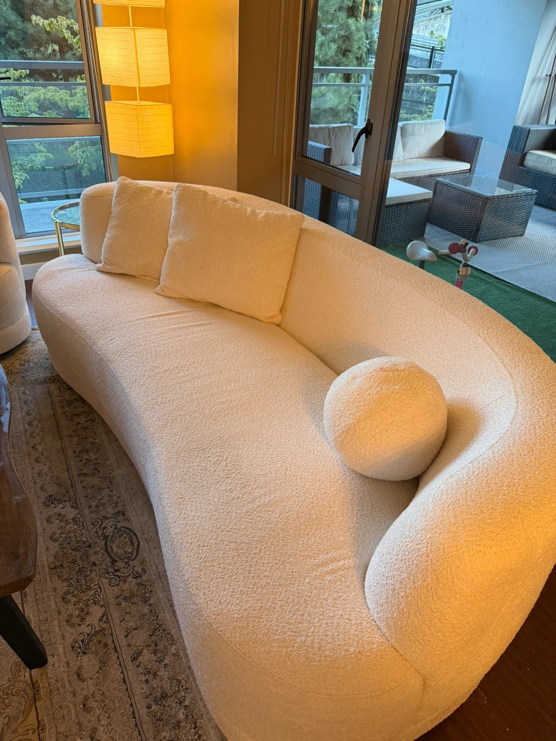 White Bouclé Accent Chair and Sofa set