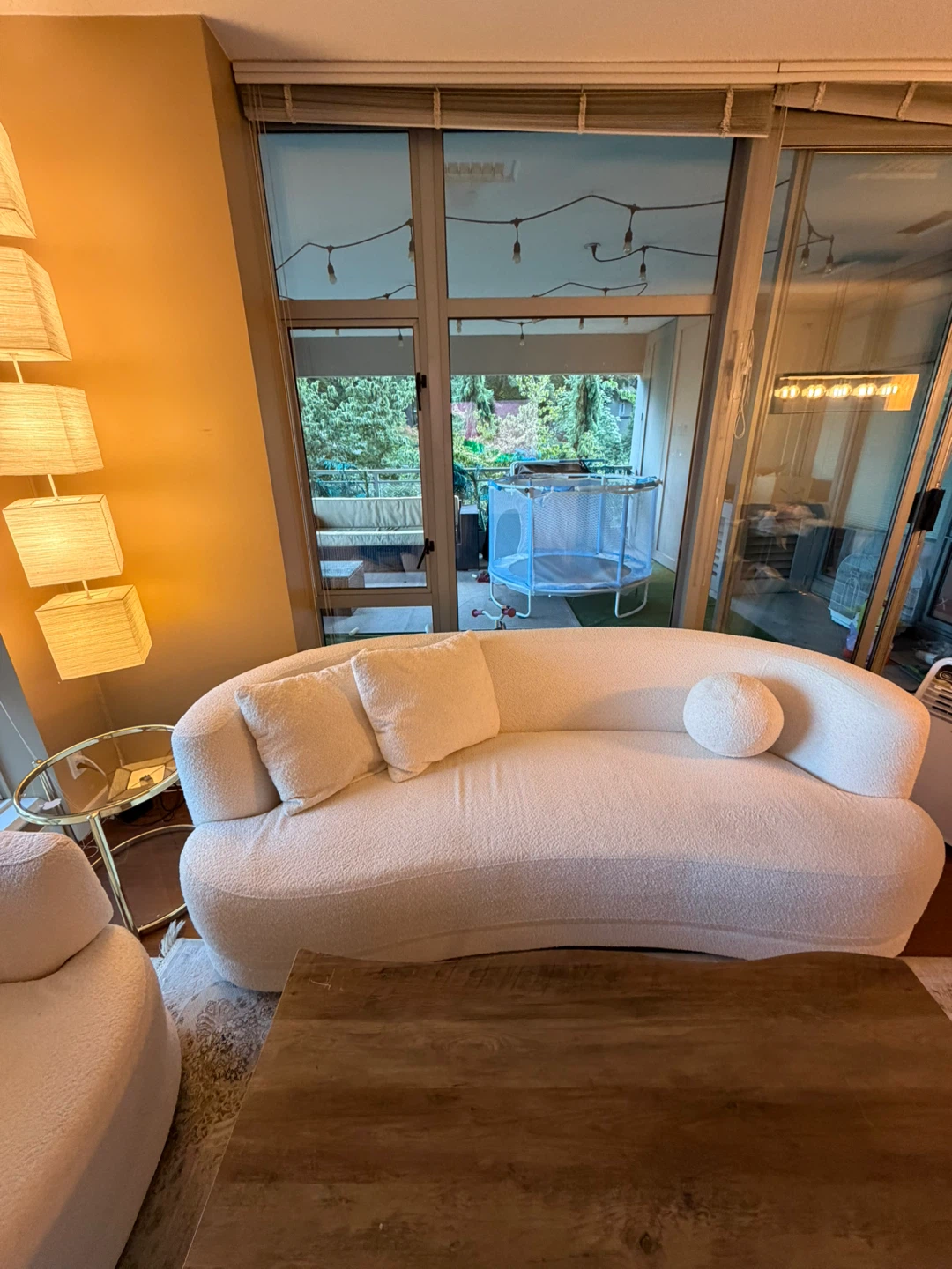 White Bouclé Accent Chair and Sofa set - photo 3