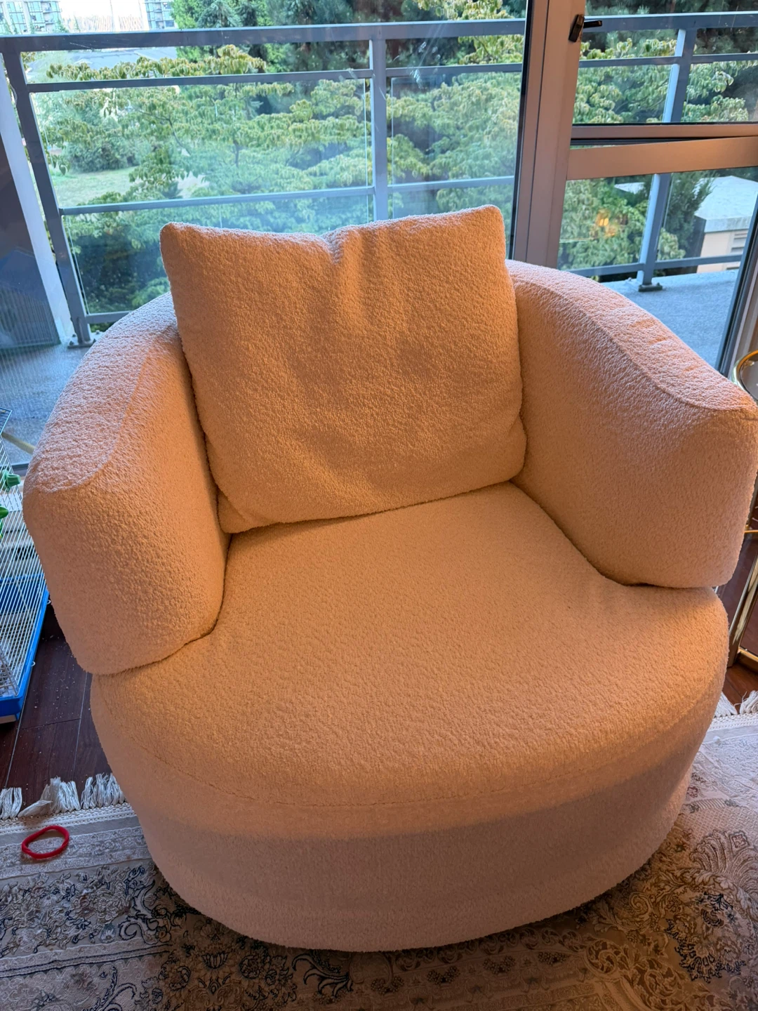 White Bouclé Accent Chair and Sofa set - photo 4