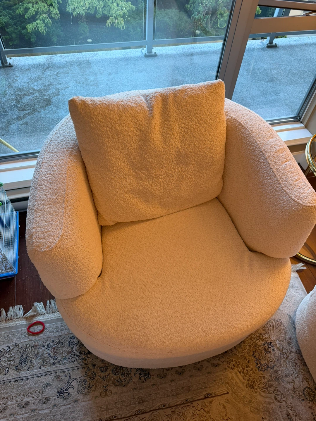 White Bouclé Accent Chair and Sofa set - photo 5