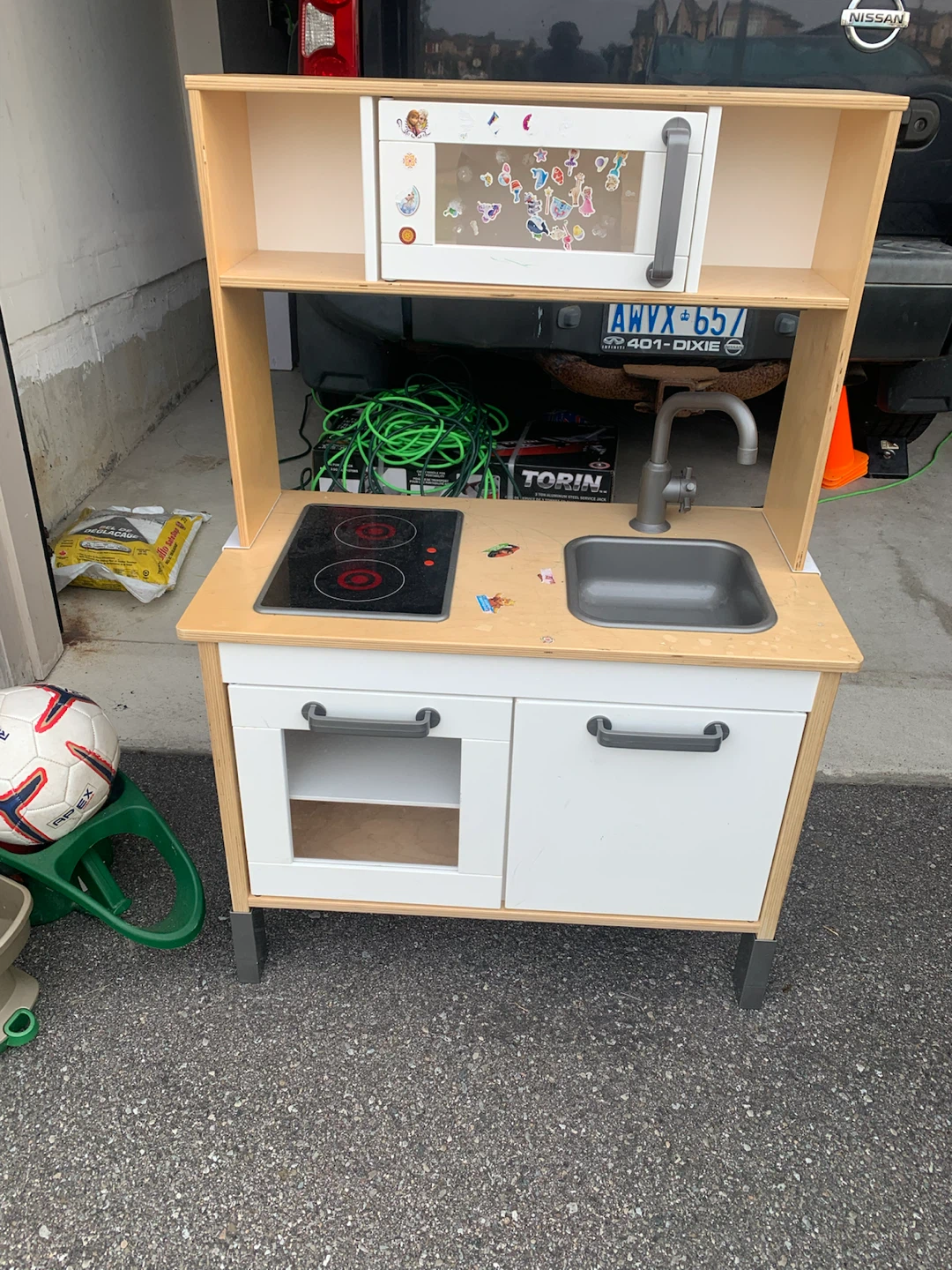 Wooden Play Kitchen with Sink and Stove
