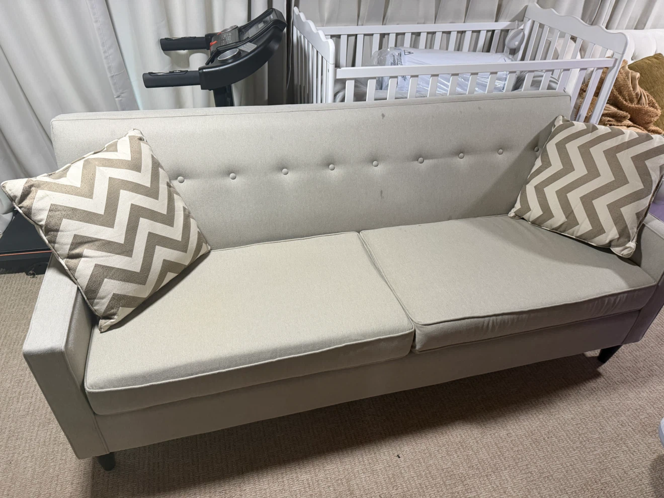 Light Beige Sofa with Two Cushions - photo 2