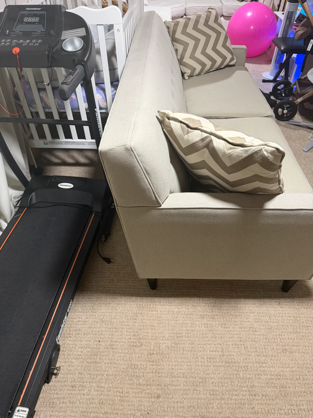 Light Beige Sofa with Two Cushions - photo 3