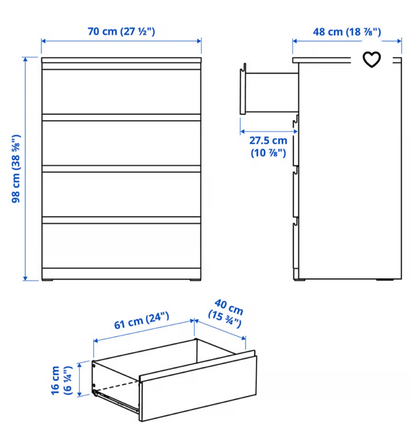 White 4-Drawer Dresser - photo 2