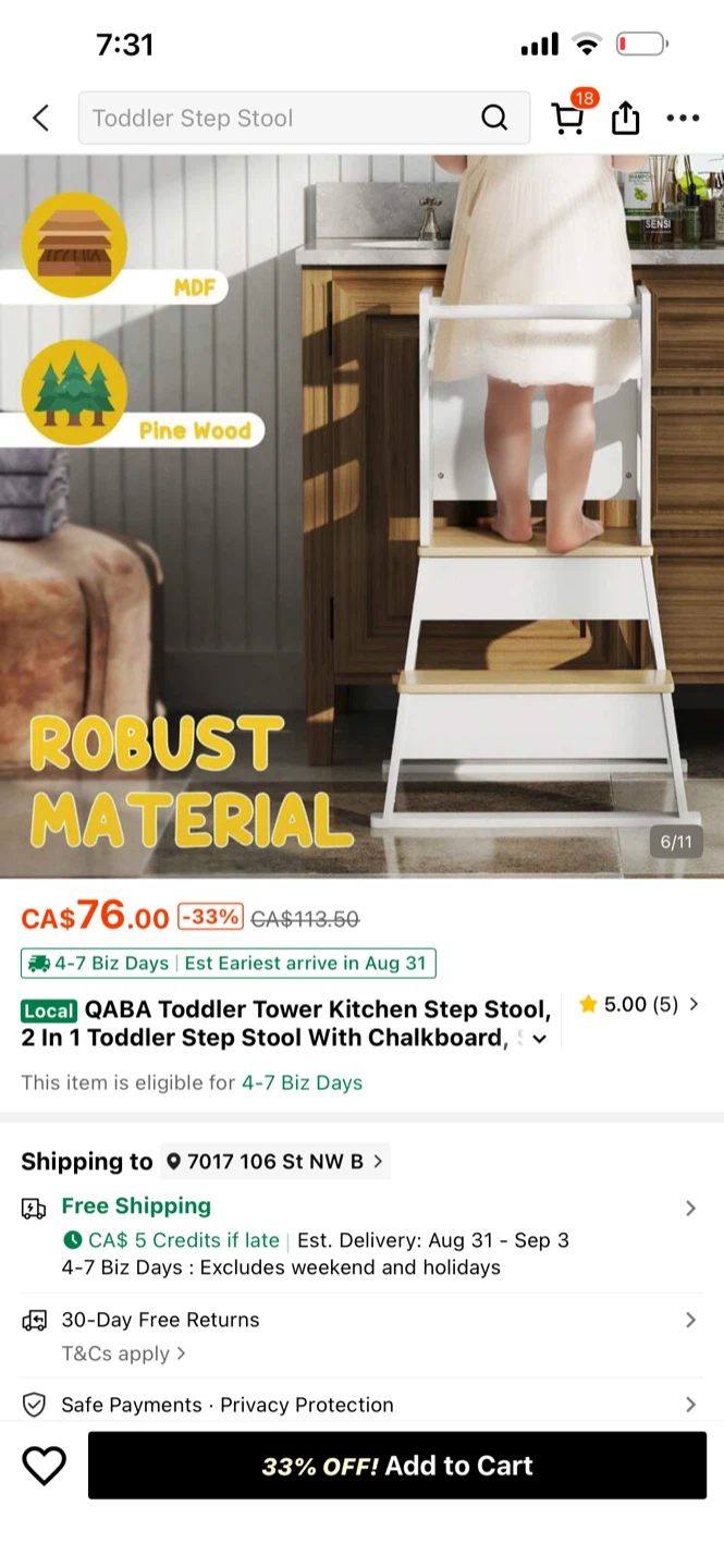 Tower kitchen step stool