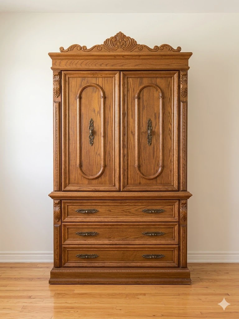 Solid Wood Armoire Wardrobe with Drawers
