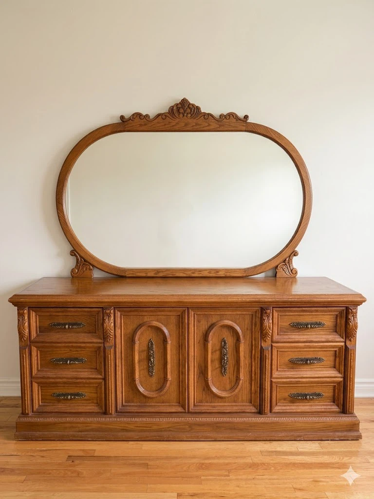 Wooden Dresser with Mirror