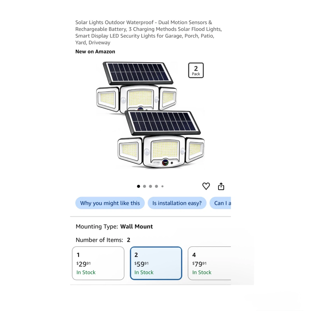 Brand new 2 PCS Solar Lights Outdoor Waterproof