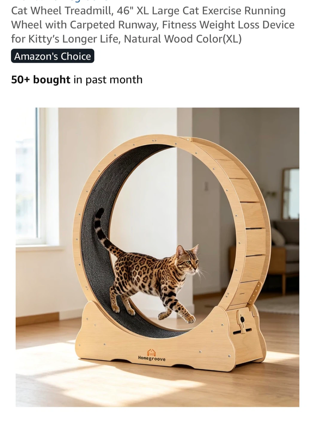 Homegroove Cat Exercise Running Wheel - XL