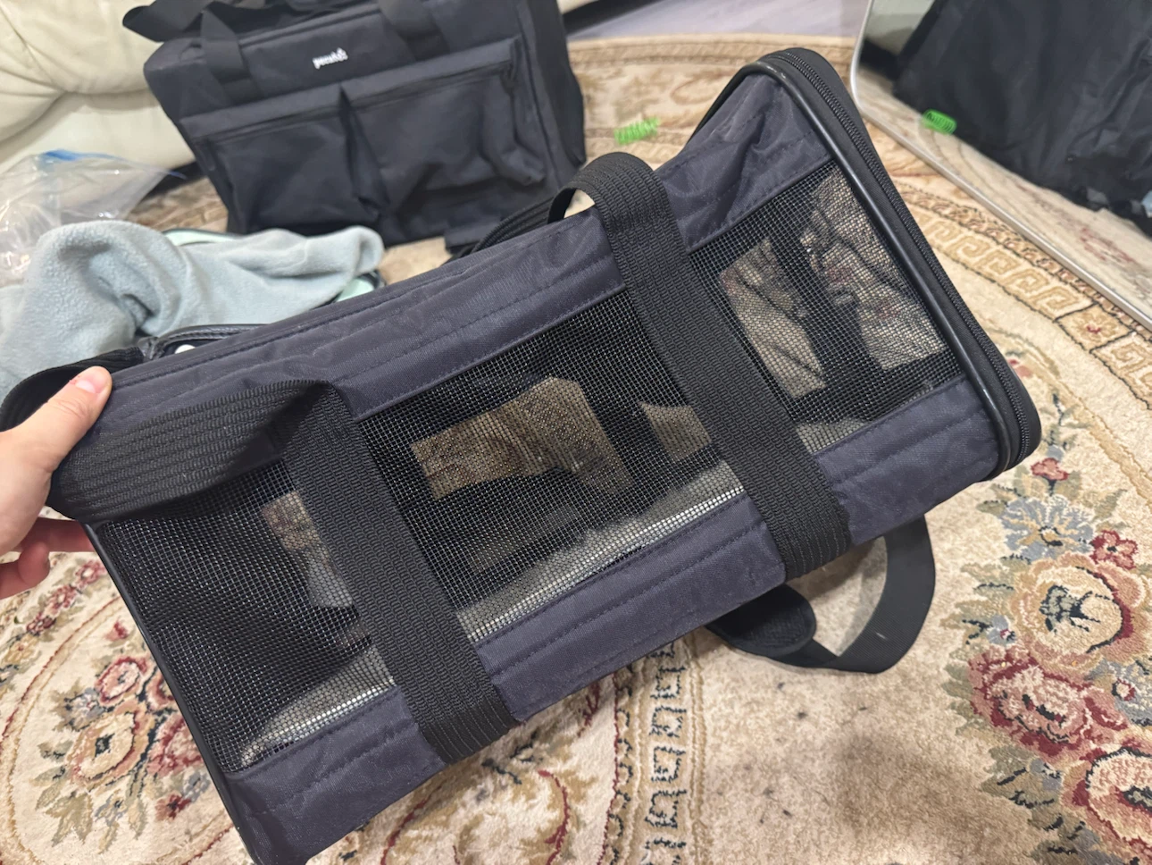 Black Airline approved Pet Carrier Bag Soft sided dogs cats