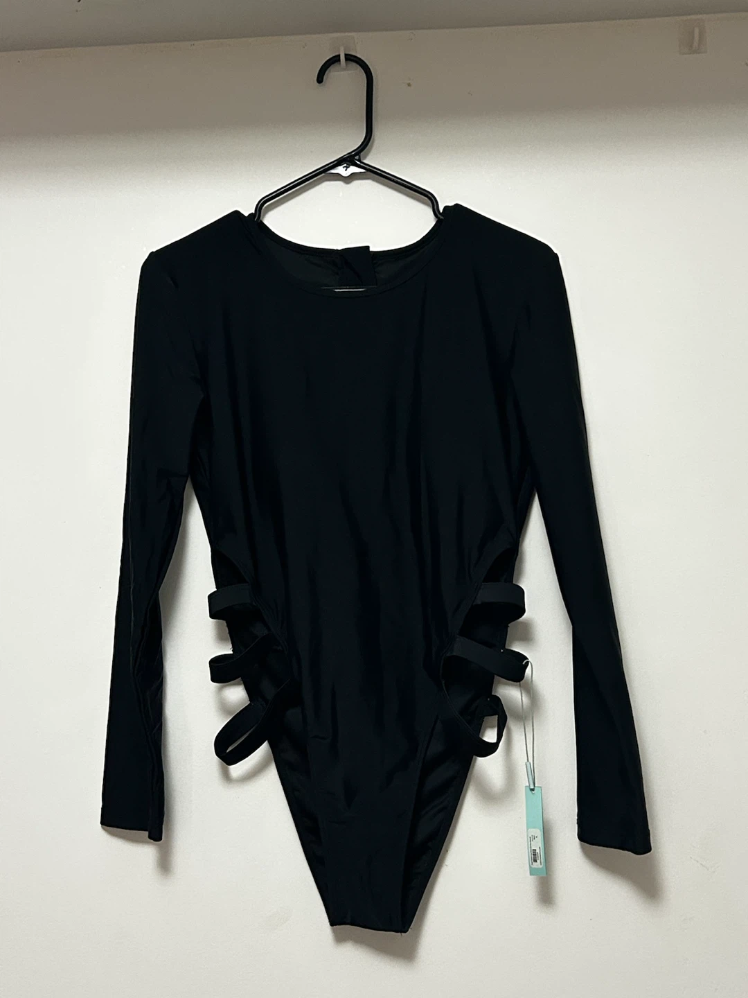 Black Long Sleeve Cut-Out One-Piece Swimsuit