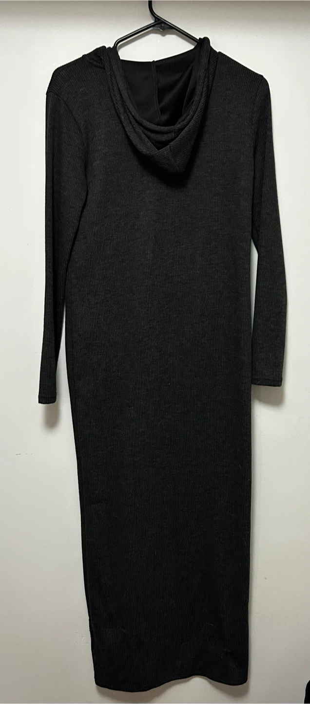 Fashion Nova Black Hooded Ribbed Maxi Dress - photo 2
