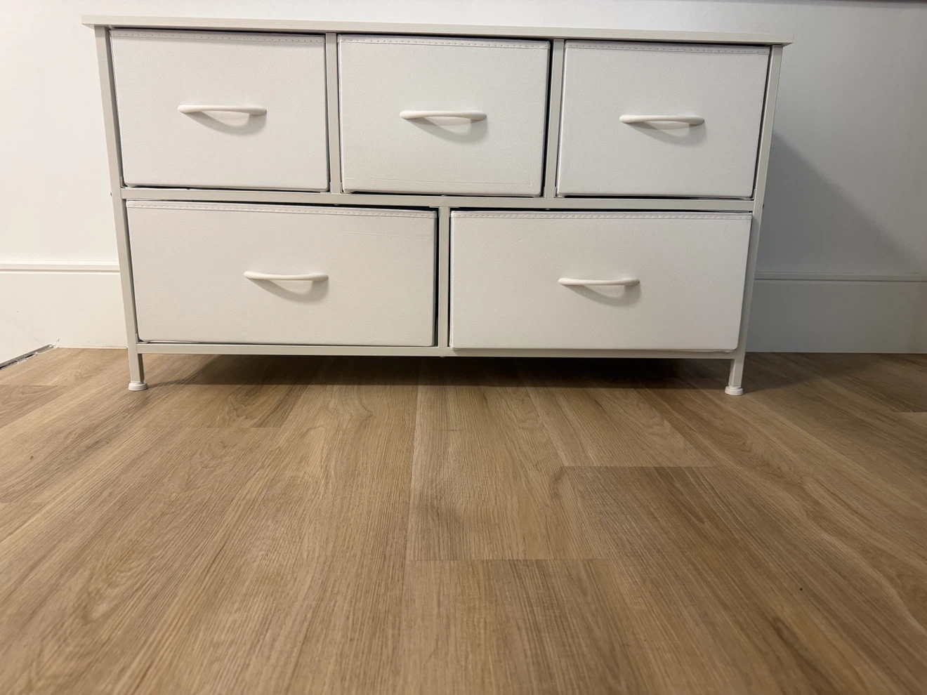 White 5-Drawer Fabric Dresser