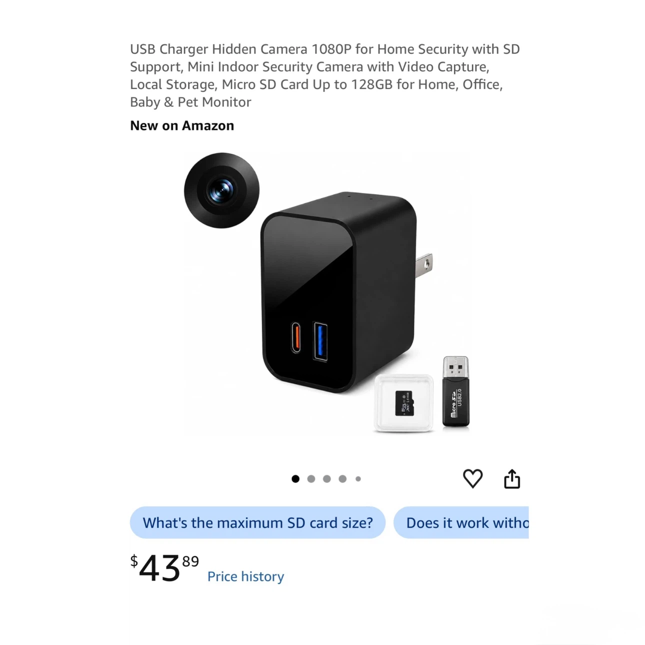 Brand new USB Charger Hidden Camera 1080P