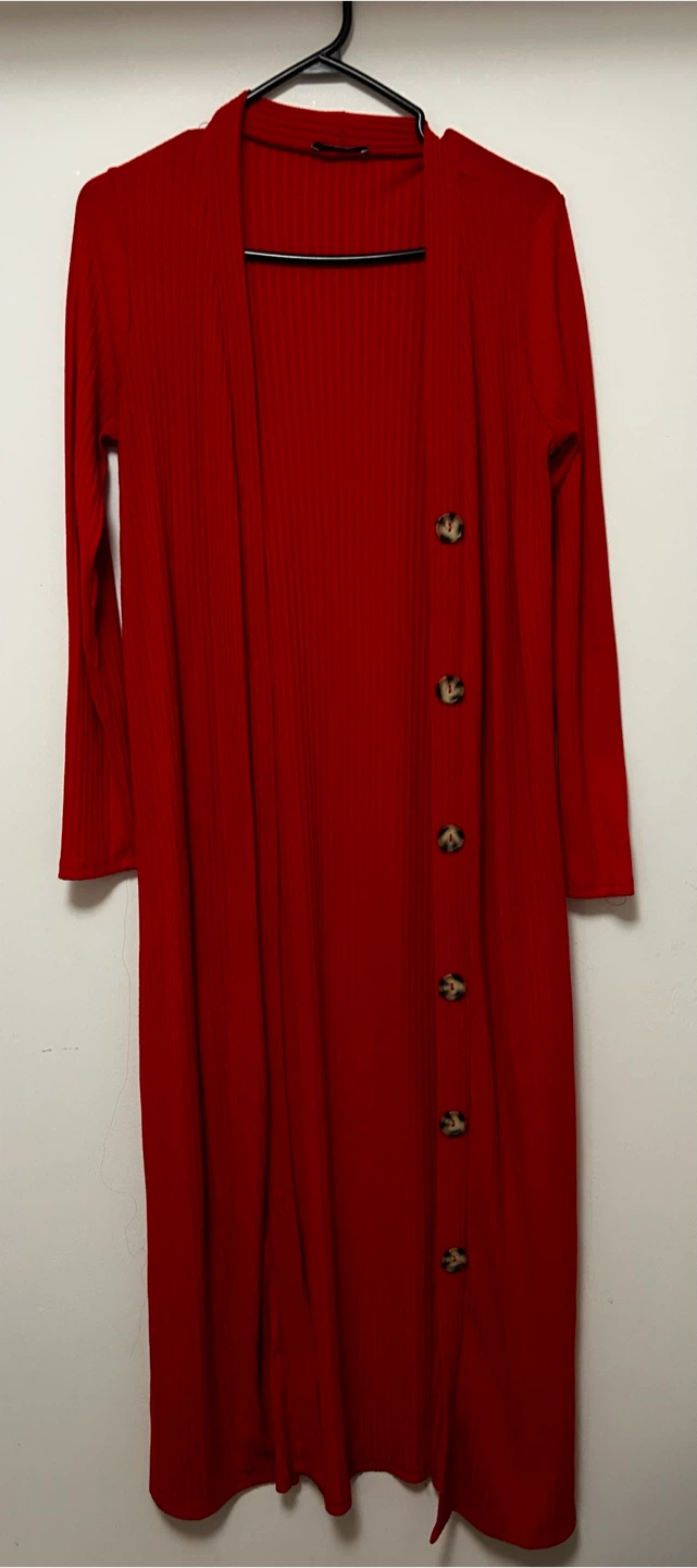 Red long cardigan