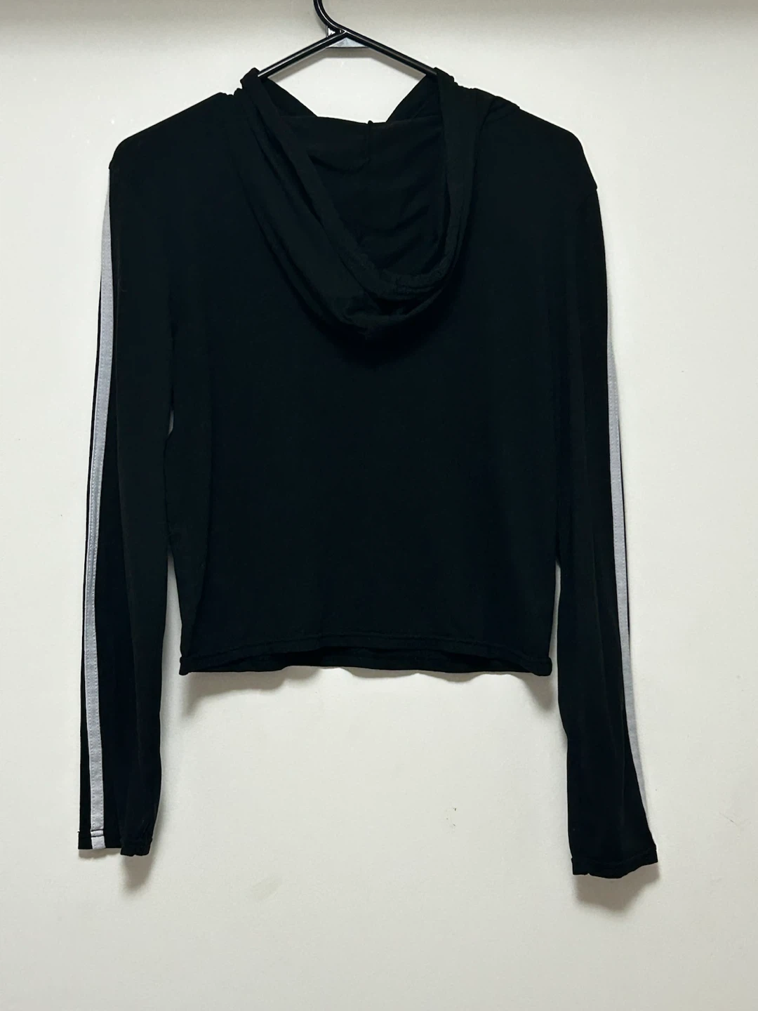Black Long Sleeve Hoodie with Side Stripes - photo 2