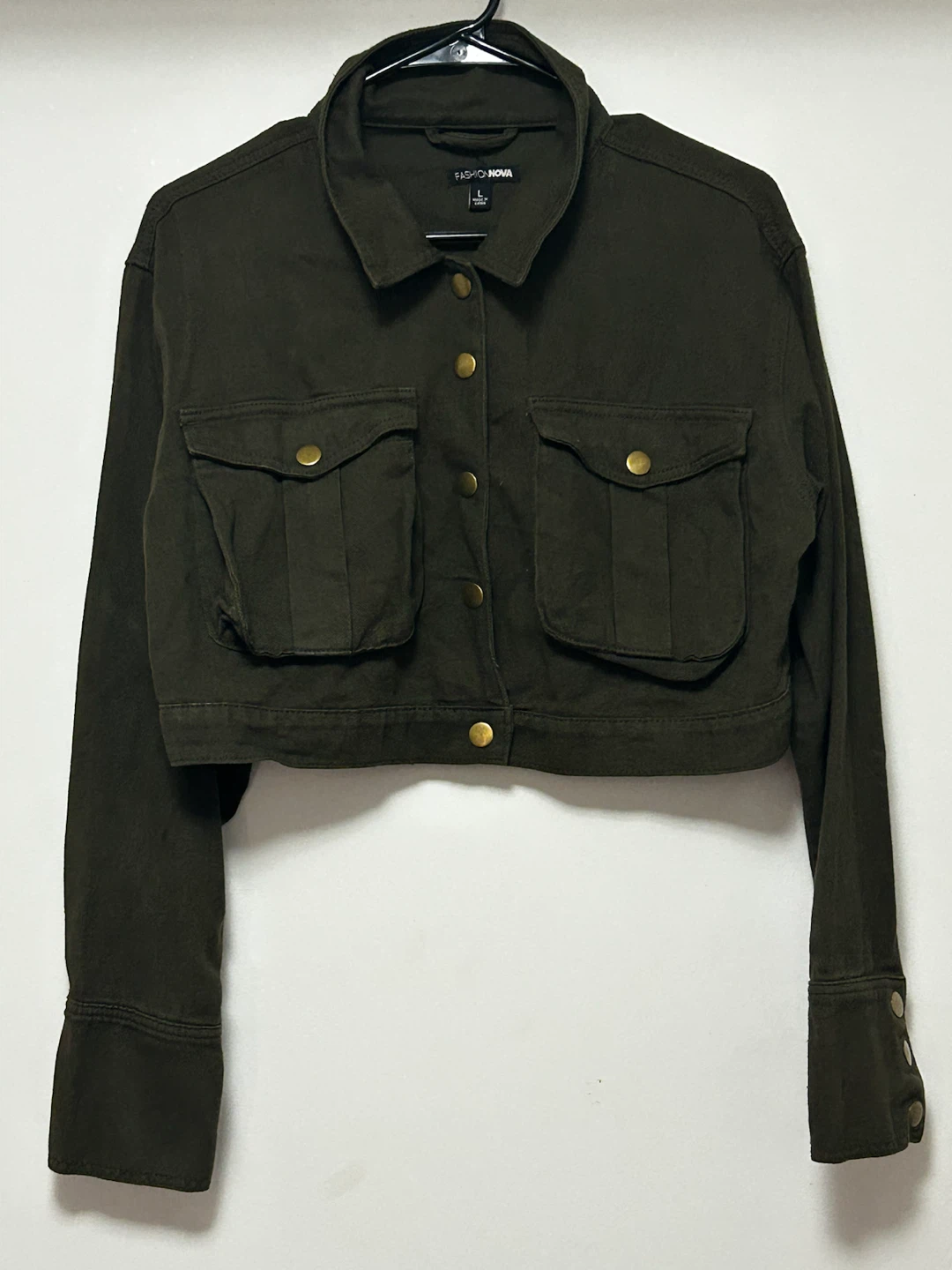 Fashion Nova Cropped Jacket  Olive Green