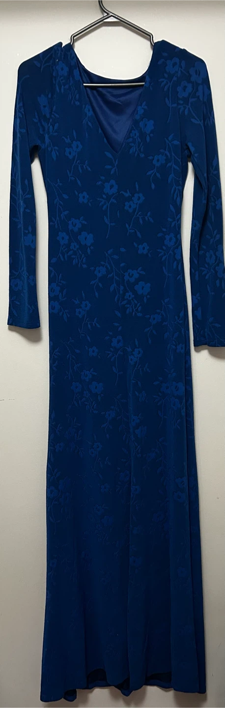 Blue Floral Long Sleeve Maxi Dress - photo 2
