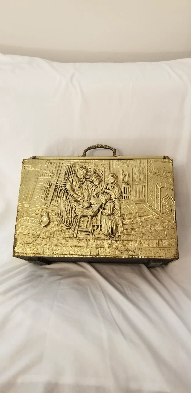 Vintage Embossed Brass Magazine Holder