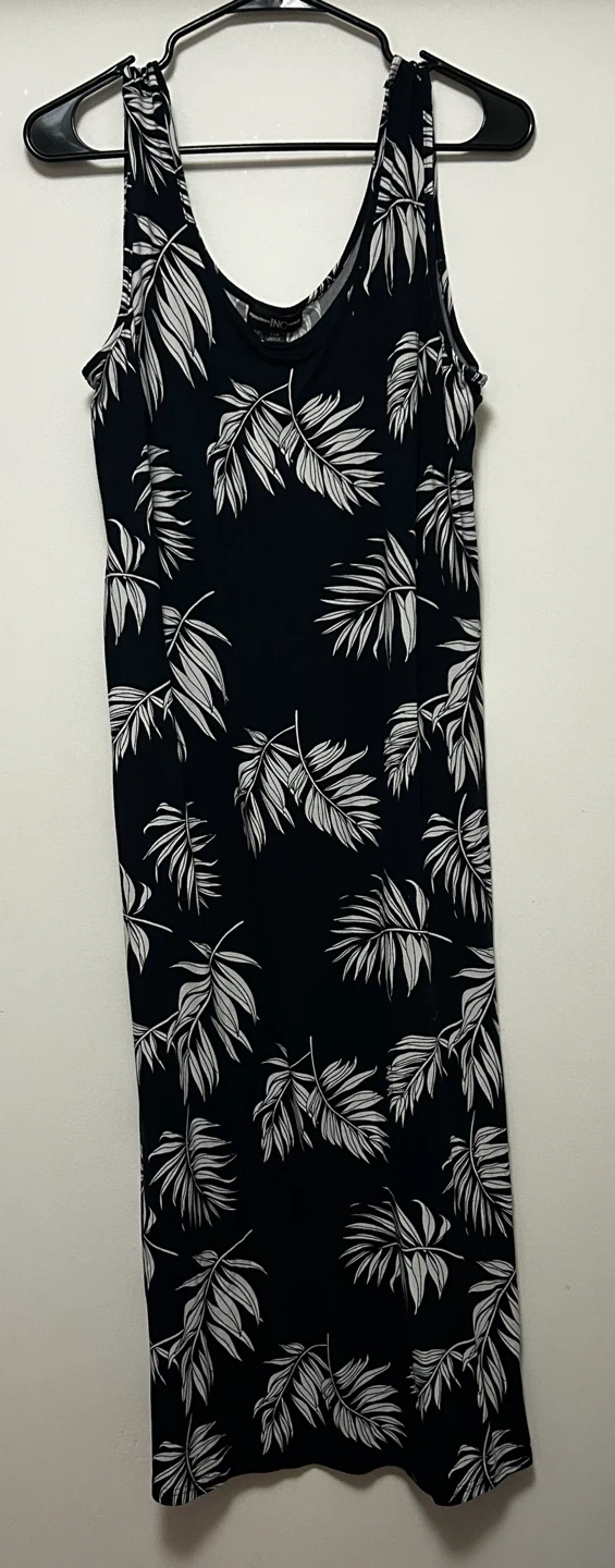 Black Tropical Leaf Maxi Dress