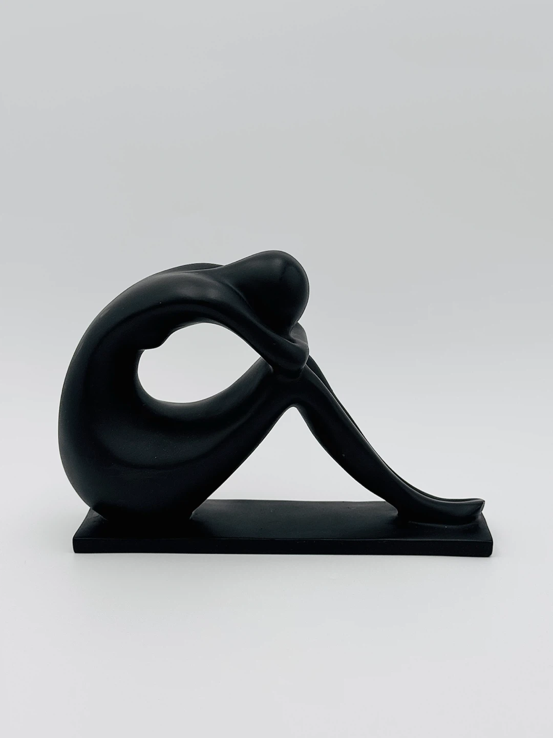 Modern Bookend Black Abstract Figure Sculpture