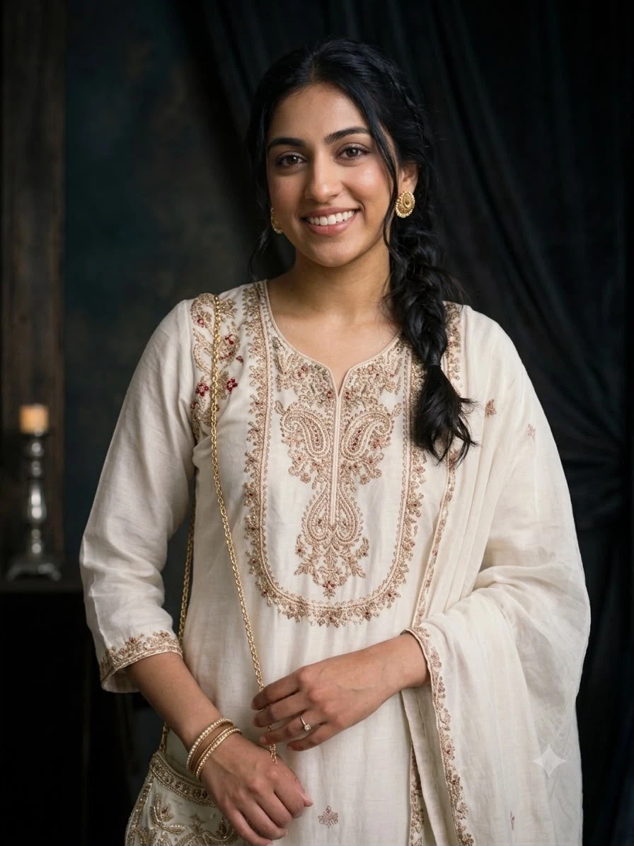Women's Embroidered Kurti and Palazzo Set