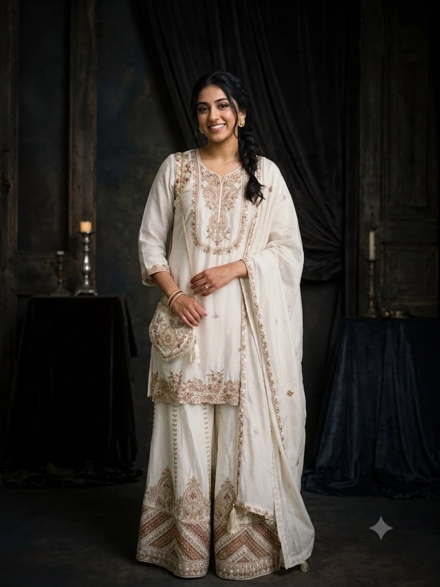 Women's Embroidered Kurti and Palazzo Set - photo 2