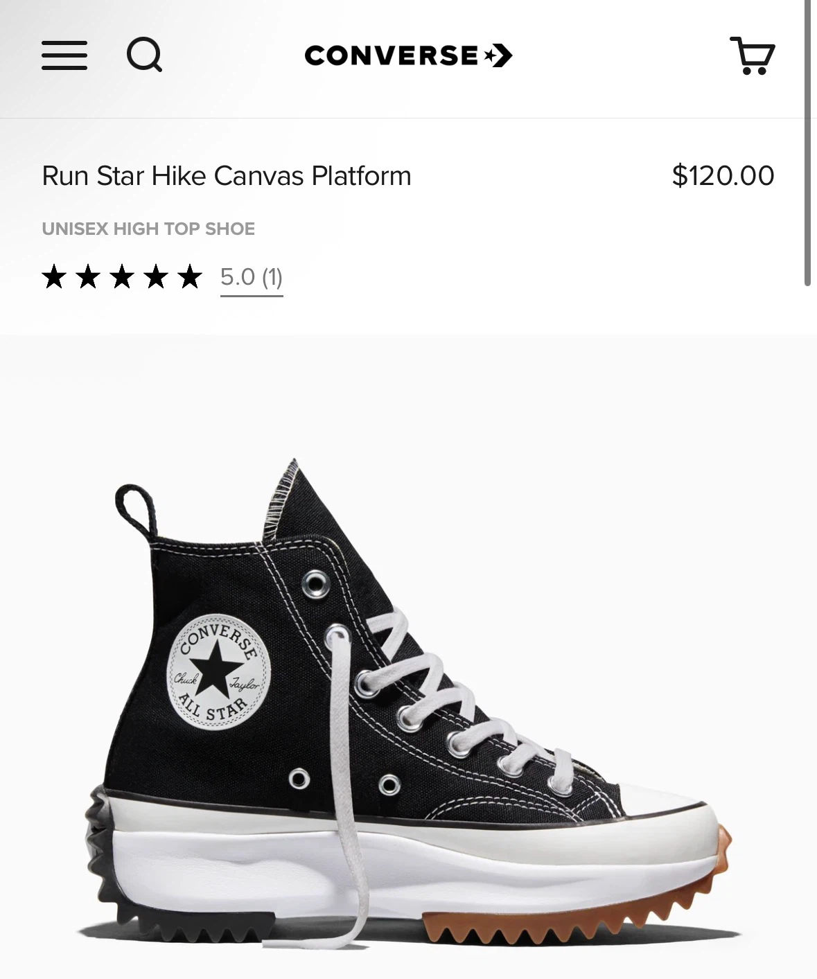 Converse Run Star Hike Platform High Top - $75