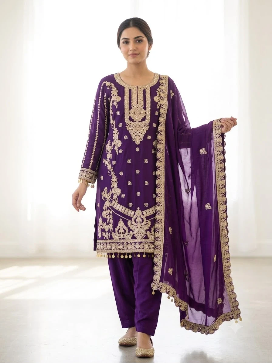 Embroidered Salwar Kameez Dupatta Set