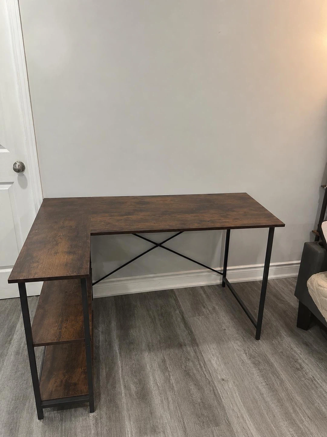 L-Shaped Corner Desk with Shelving