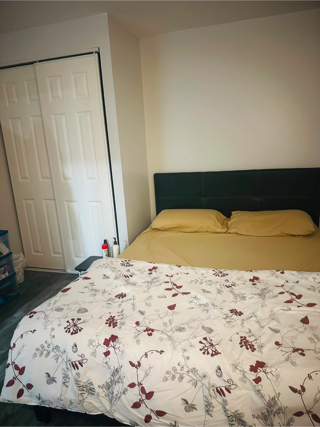 Black Faux Leather Queen Bed Frame with Headboard