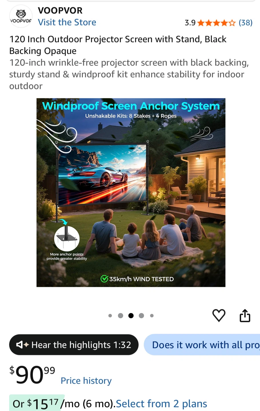 120 Inch Outdoor Projector Screen with Stand - photo 5