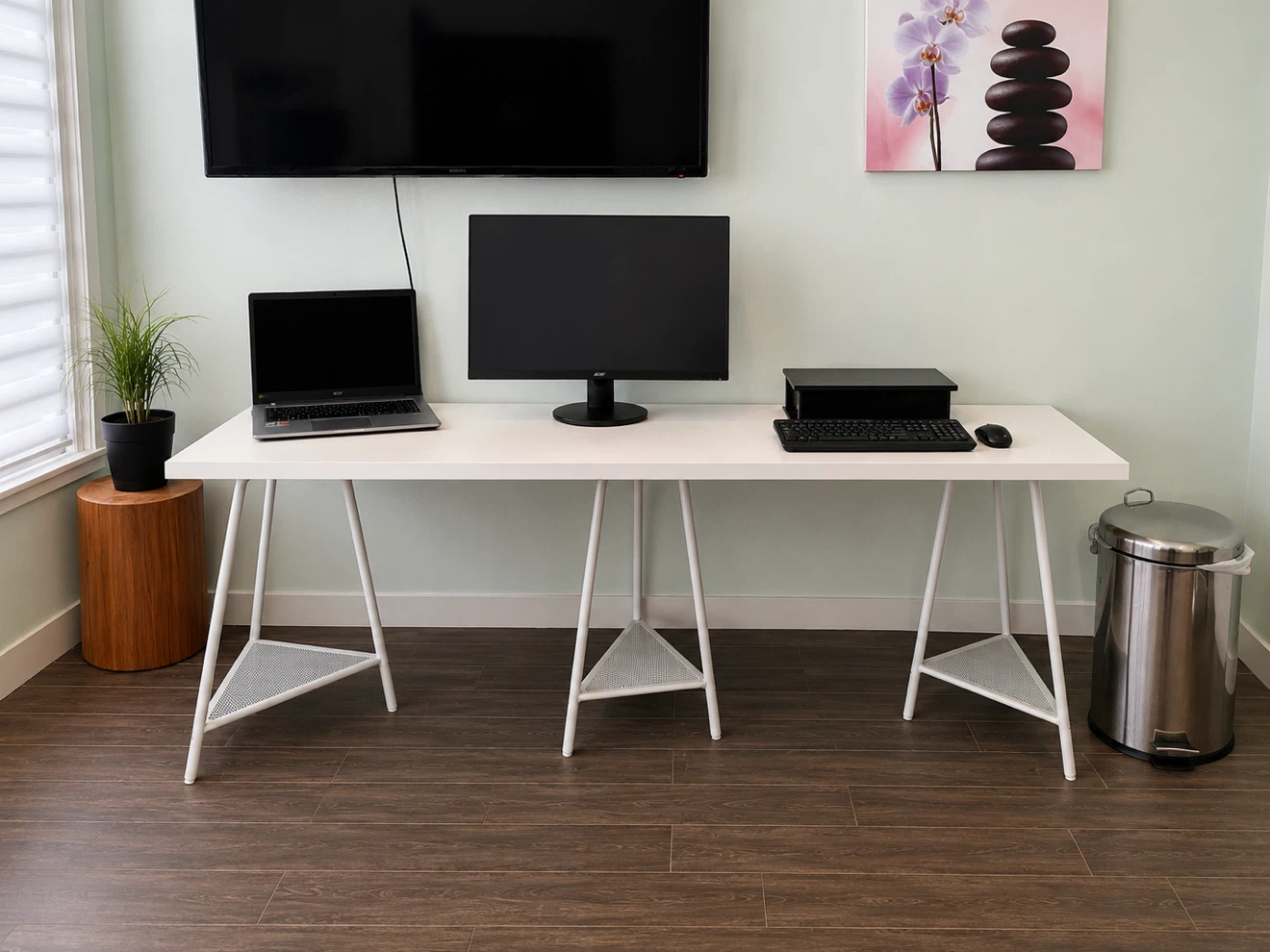 Large White Office Desk / Workstation - photo 2