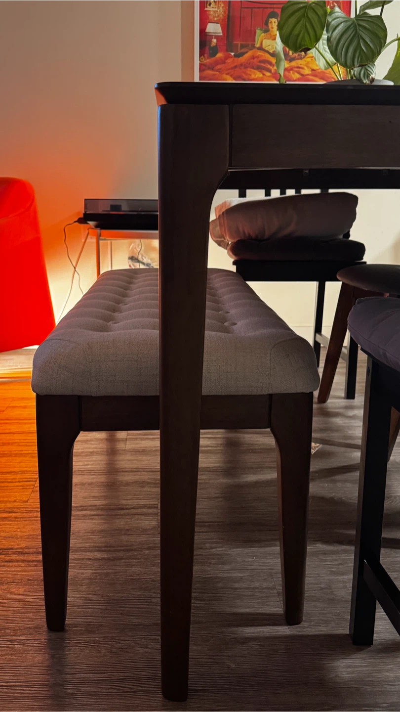 Wooden Dining Table with Bench and Chairs
