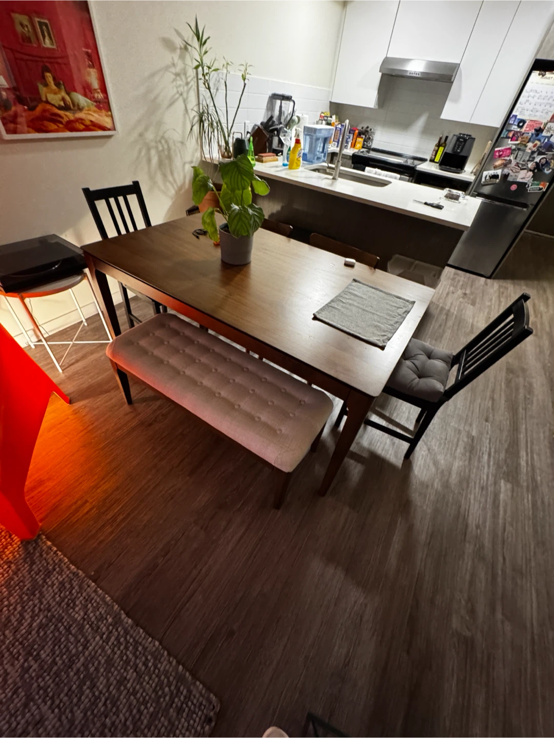 Wooden Dining Table with Bench and Chairs - photo 4