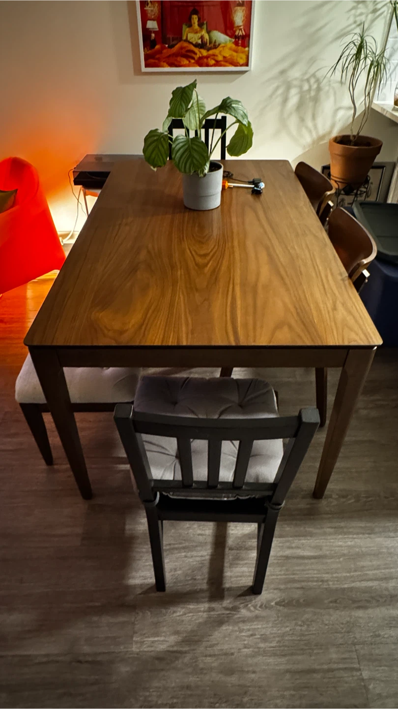 Wooden Dining Table with Bench and Chairs - photo 5
