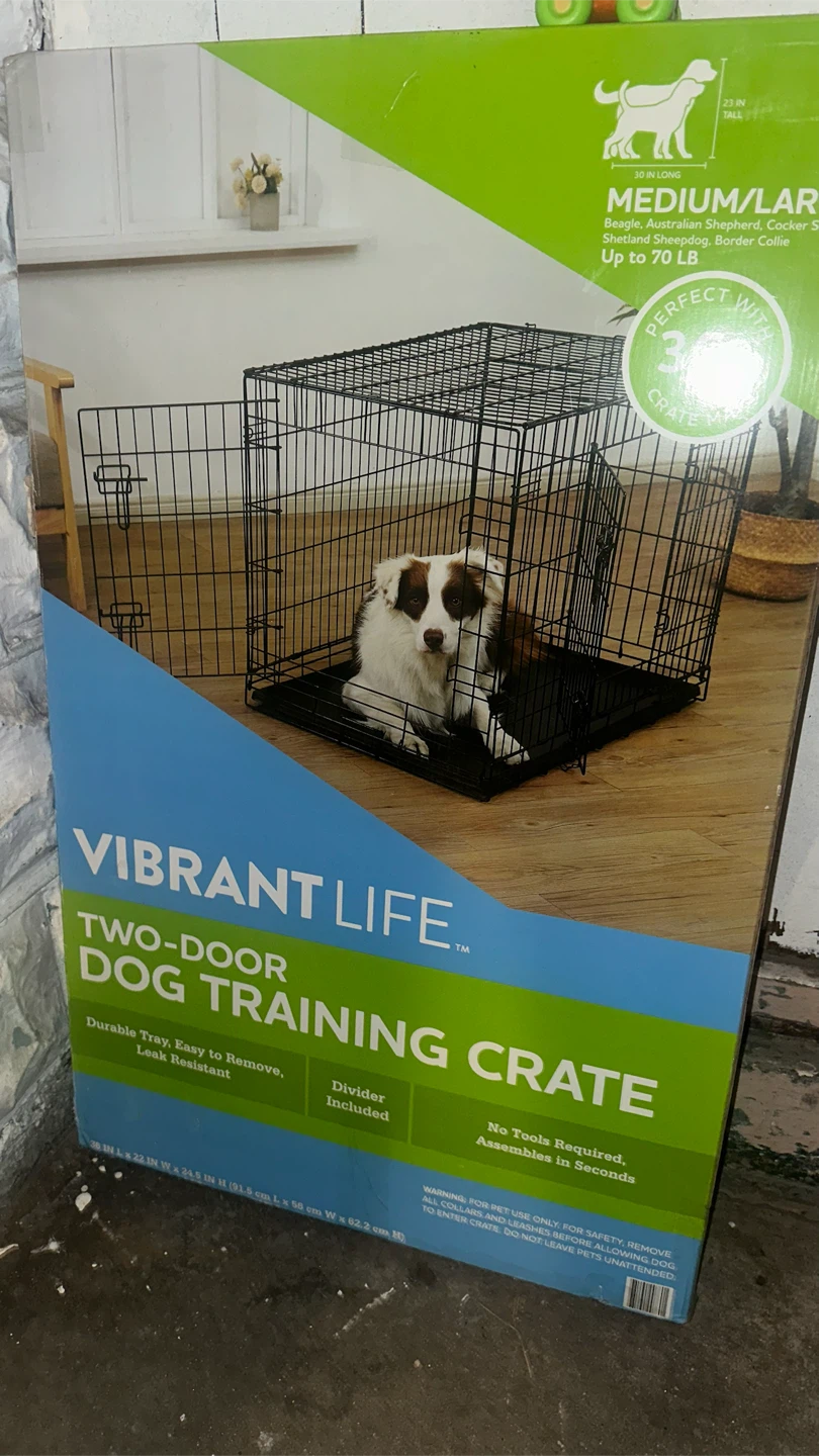 Vibrant Life Two-Door Dog Training Crate - Medium/Large