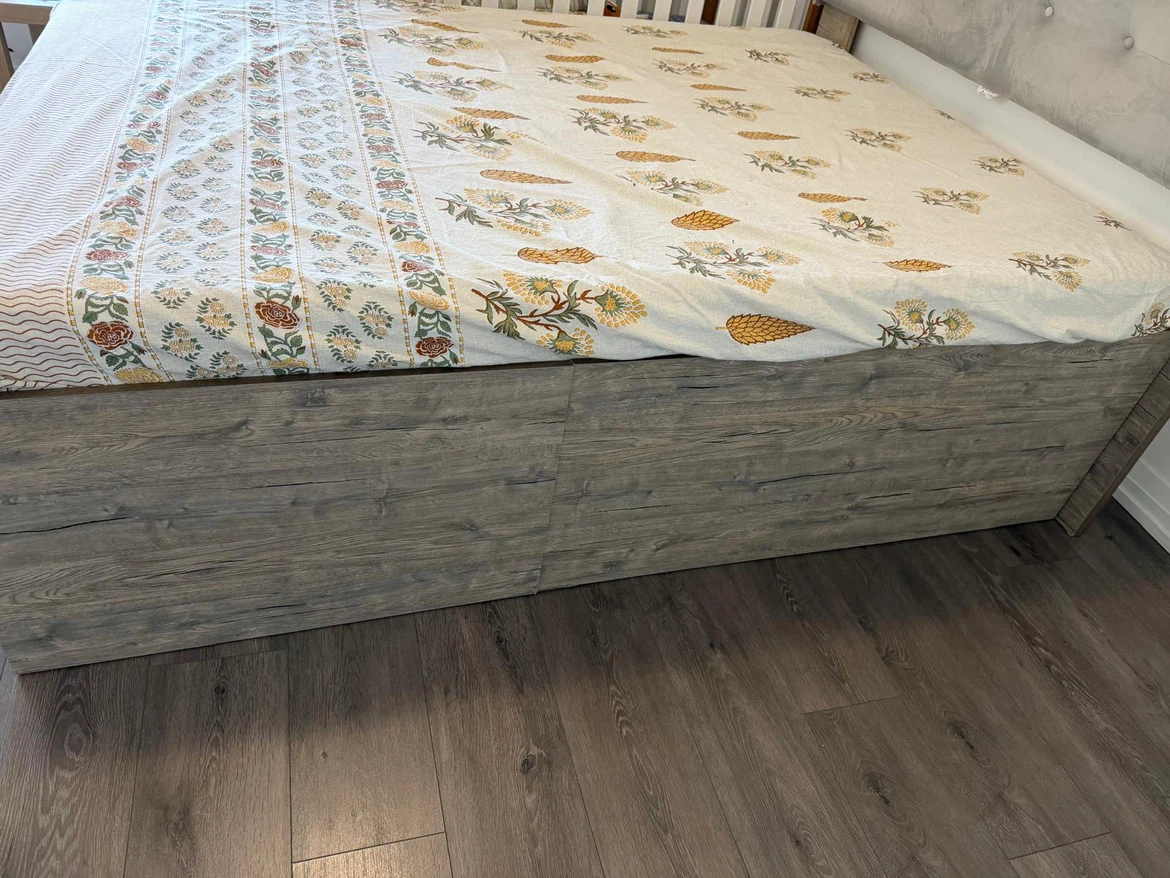 Like-New Queen Storage Bed | Plush Headboard (6 Mo Old) - photo 2