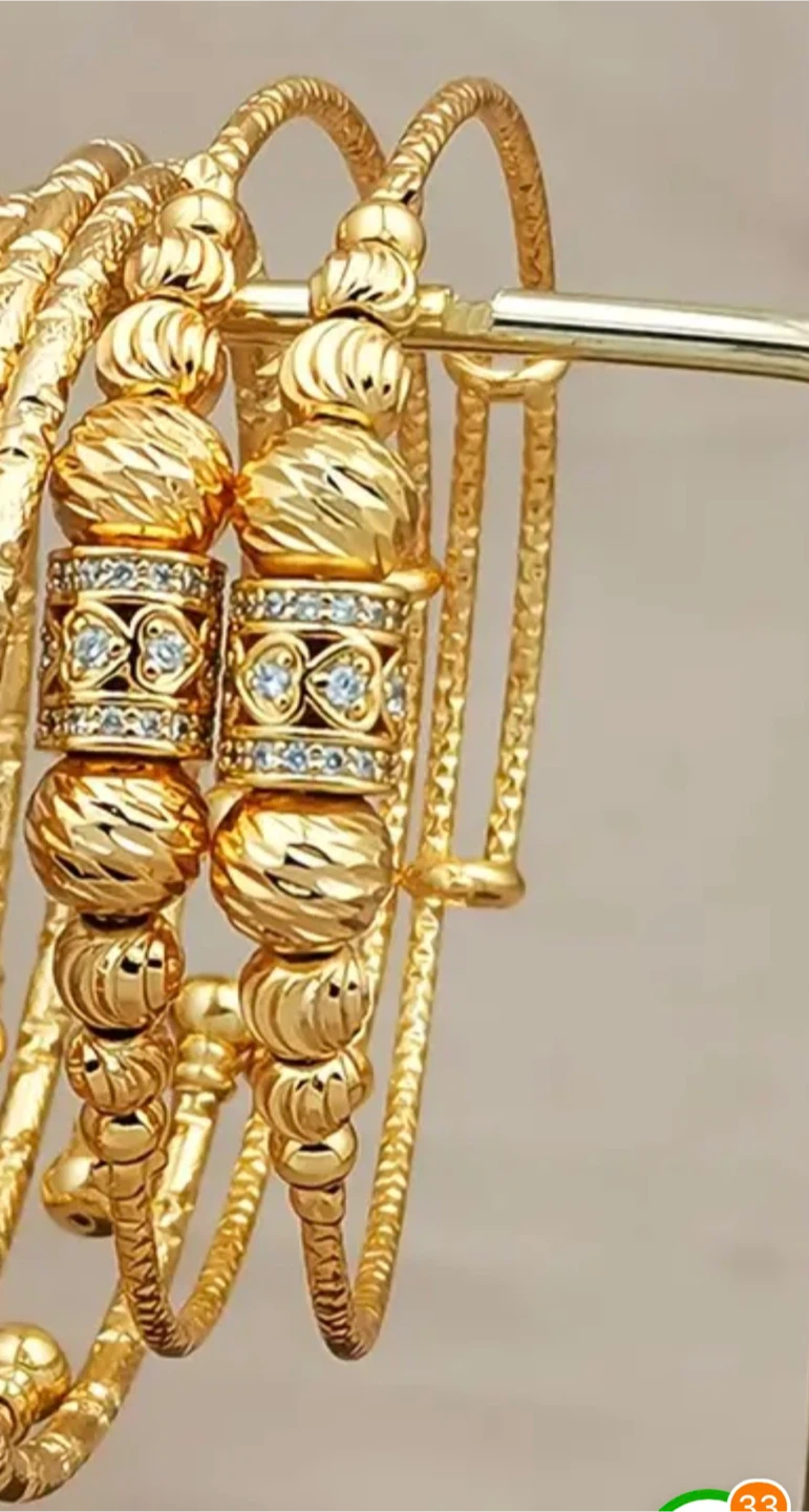 Gold Tone Beaded Bracelet with Rhinestones - photo 2