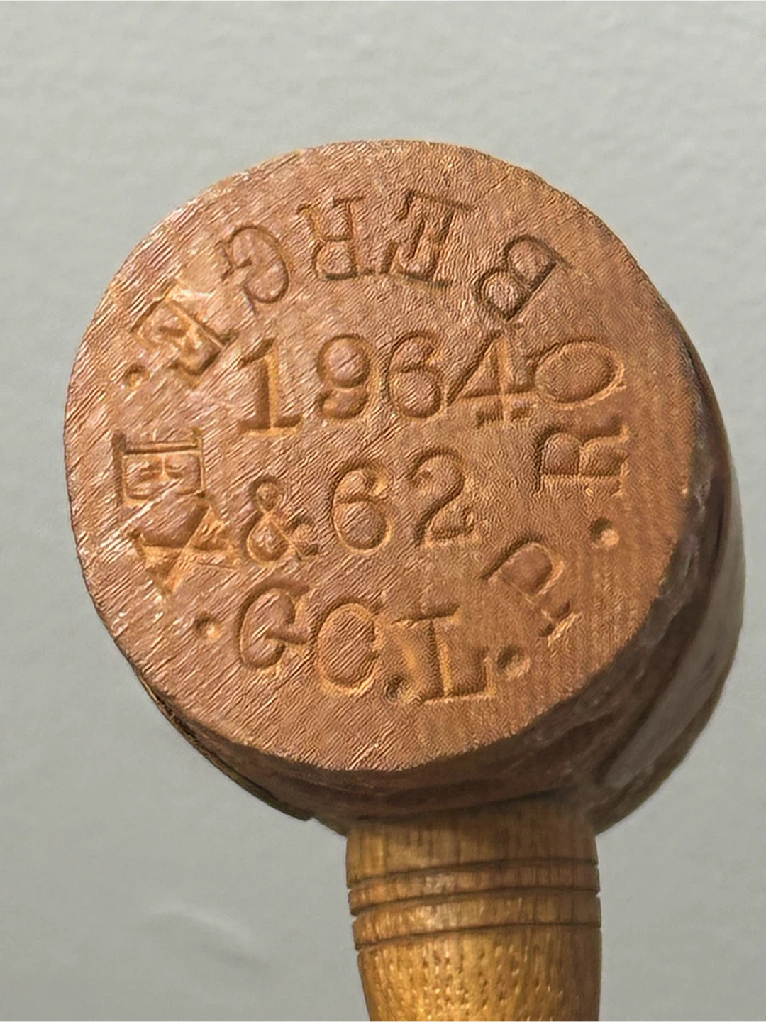 Hand Carved Vintage K of C Fraternal Gavel 1962 1964