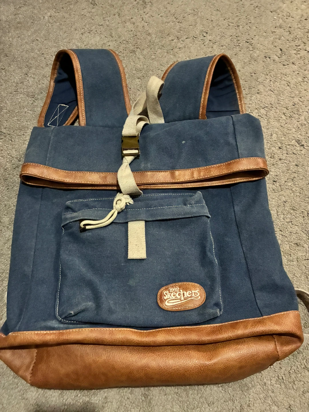 Skechers Blue Canvas Backpack with Brown Trim - photo 2