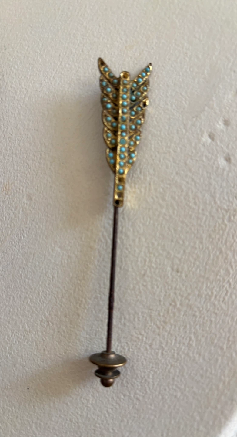 Vintage Arrow Tie Tack/Stick Pin with Turquoise