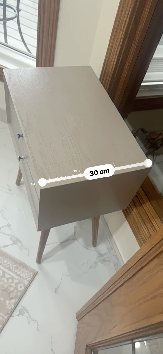 Grey 2-Drawer Nightstand with Tapered Legs - photo 4