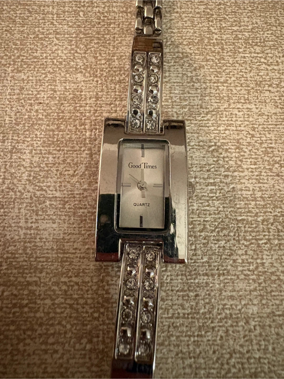 Good Times Silver-Tone Rhinestone Quartz Watch