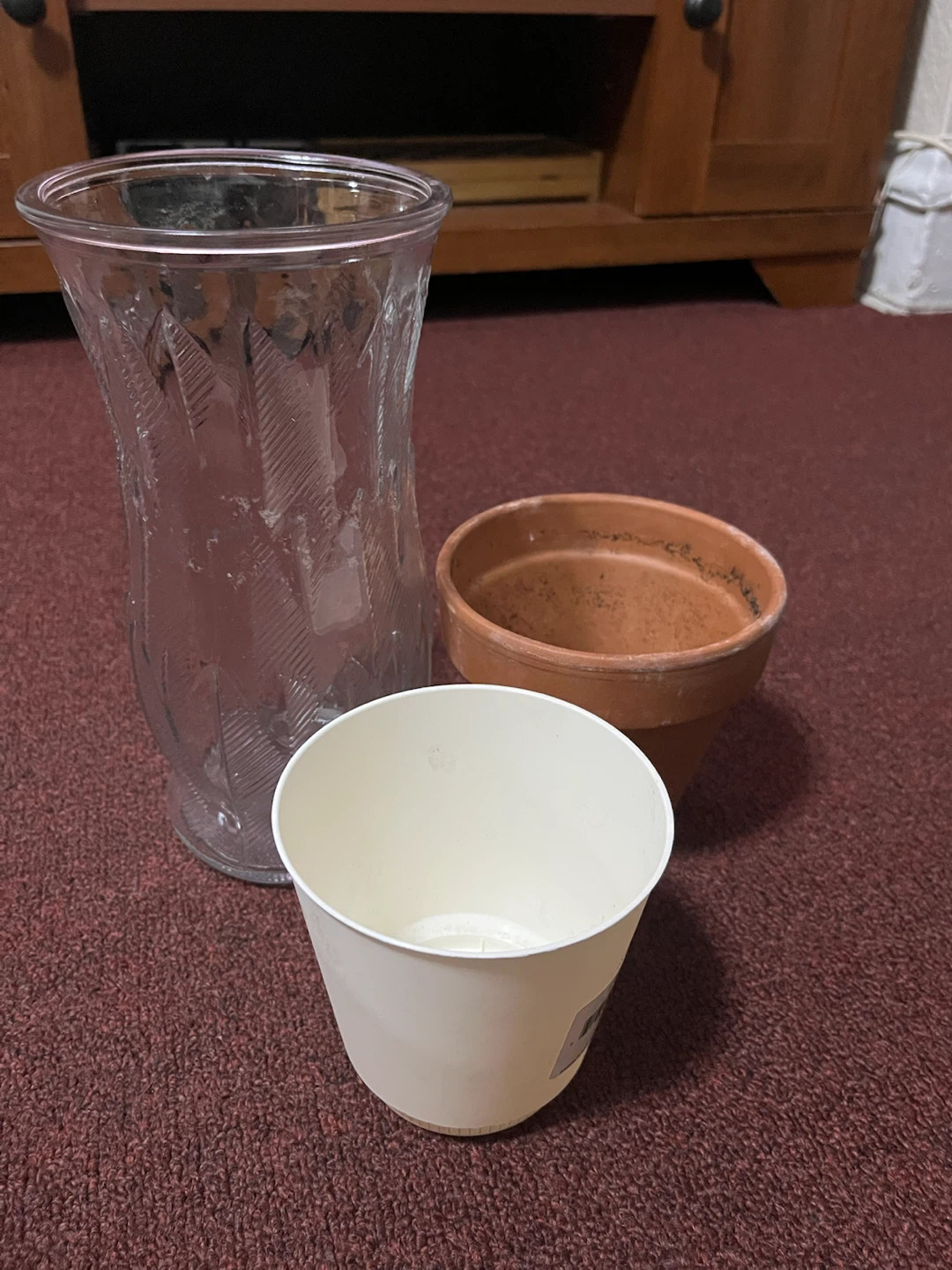 Glass Vase with Two Small Pots